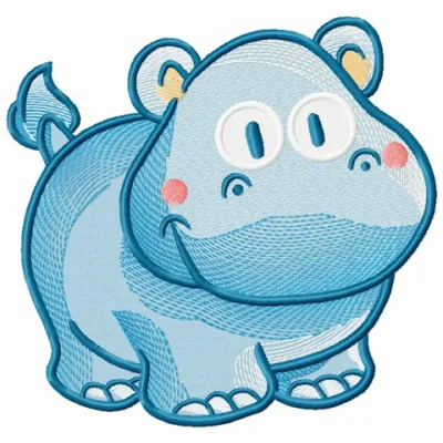 Tiny hippo 2 embroidery design showcasing a charming hippo motif for stitching on apparel and accessories.