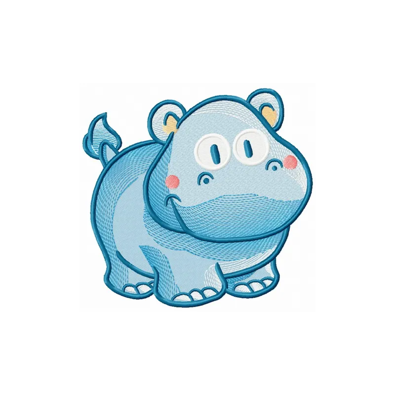 Tiny hippo 2 embroidery design showcasing a charming hippo motif for stitching on apparel and accessories.