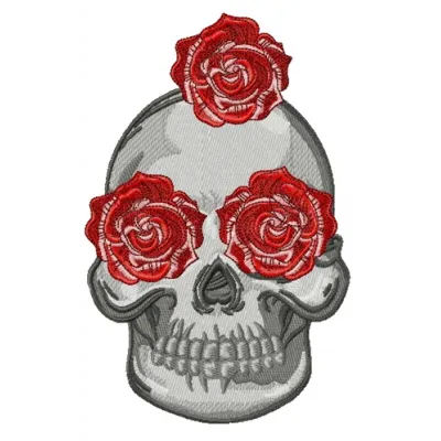 Spanish skull embroidery design featuring intricate details, ideal for decorating t-shirts, bags, and more.