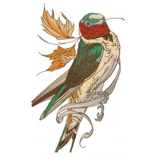 Siberian rubythroat embroidery design - Embroidery Design