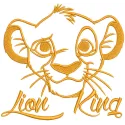 Preview of Simba Lion King embroidery design featuring a playful lion motif, ideal for customizing garments and accessories.