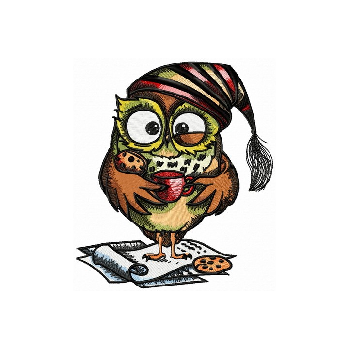 Owl in the morning embroidery design - Embroidery Design