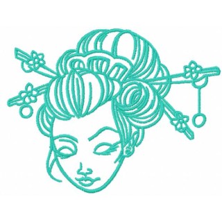 Geisha face embroidery design - Embroidery Design