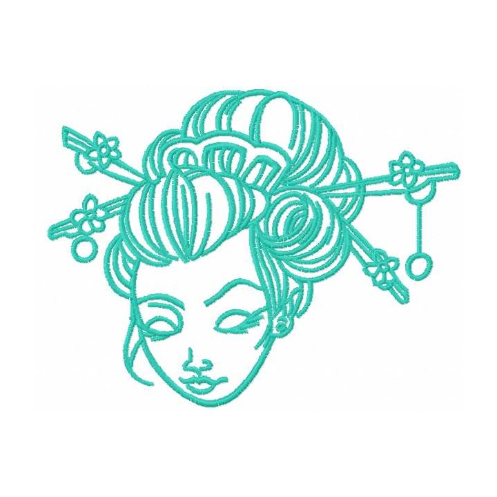 Geisha face embroidery design - Embroidery Design