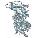 Lama embroidery design showcasing a charming farm animal motif for stitching on various fabric items.