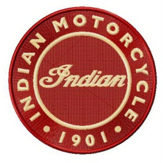 Indian Motocycle round logo embroidery design - Embroidery Design
