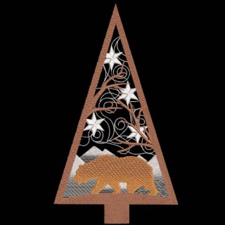 Modern tree Christmas bear embroidery design - Embroidery Design