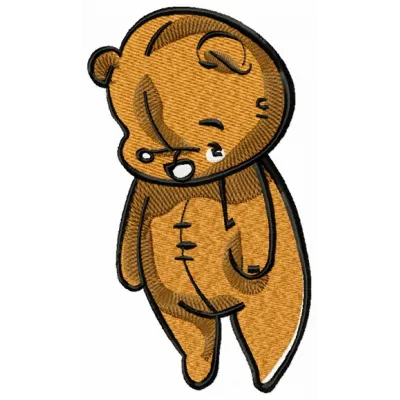 Embroidery design of an old plush teddy bear, showcasing intricate stitching details for toy-themed projects.