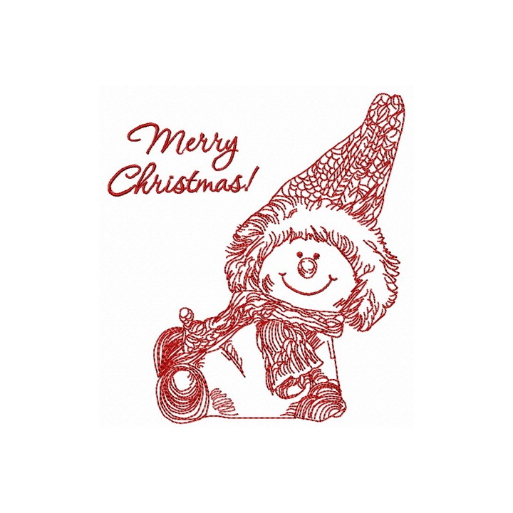 Happy snowman in knitted hat embroidery design - Embroidery Design