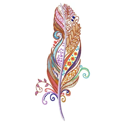 Feather 43 embroidery design showcasing intricate stitching patterns, ideal for embellishing various fabric items.