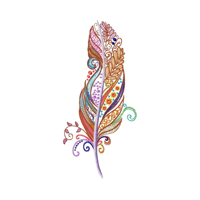 Feather 43 embroidery design showcasing intricate stitching patterns, ideal for embellishing various fabric items.