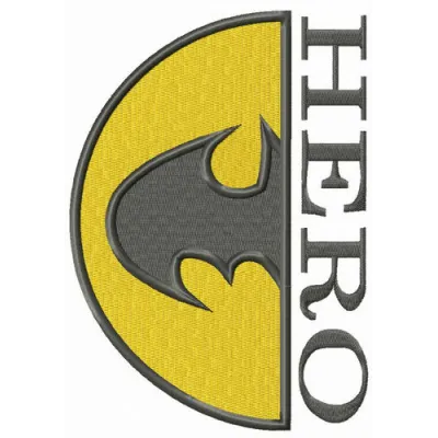 Batman hero embroidery design showcasing a dynamic superhero motif, perfect for stitching on t-shirts and hoodies.