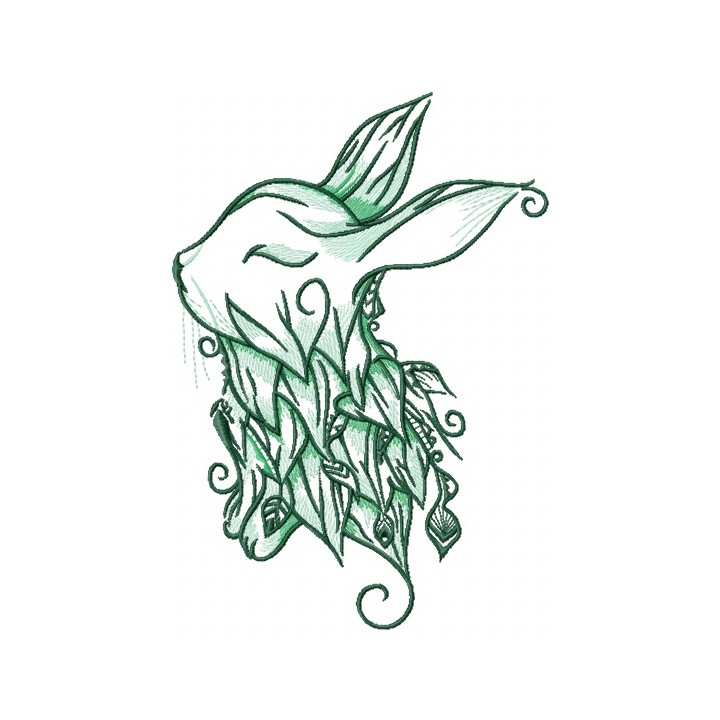 Foliar bunny embroidery design - Embroidery Design