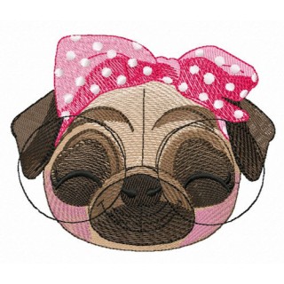 Satisfied pug-dog embroidery design - Embroidery Design
