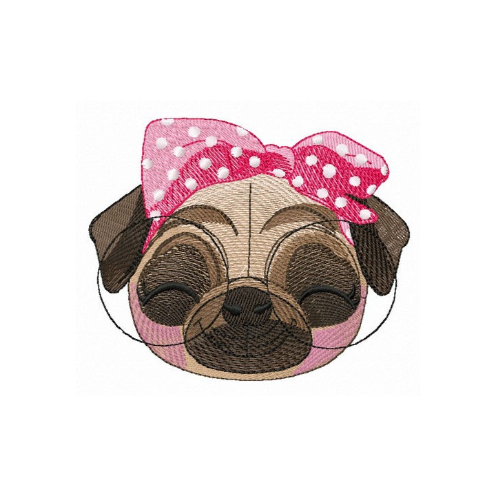 Satisfied pug-dog embroidery design - Embroidery Design