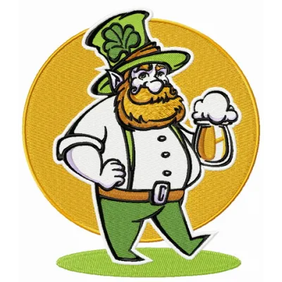 Leprechaun 2 embroidery design showcasing a cheerful leprechaun for festive St. Patrick's Day creations.