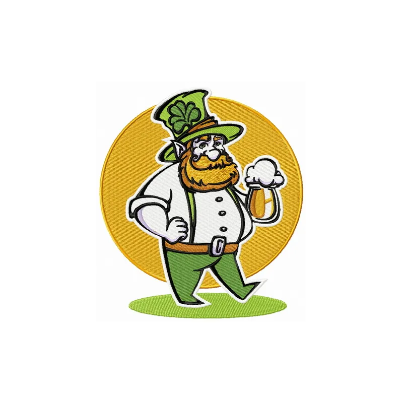 Leprechaun 2 embroidery design showcasing a cheerful leprechaun for festive St. Patrick's Day creations.