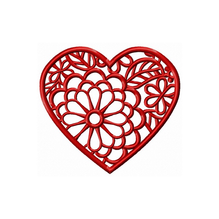Heart in blossom embroidery design - Embroidery Design