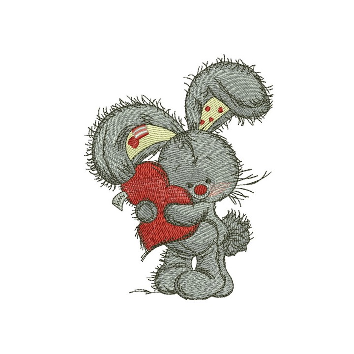 Bunny hugs your heart embroidery design - Embroidery Design