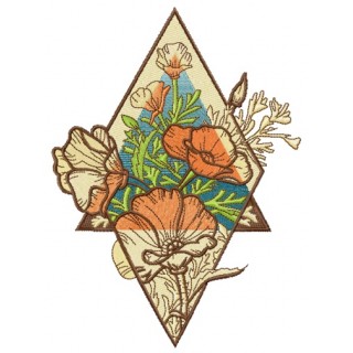 Composition with poppies embroidery design - Embroidery Design