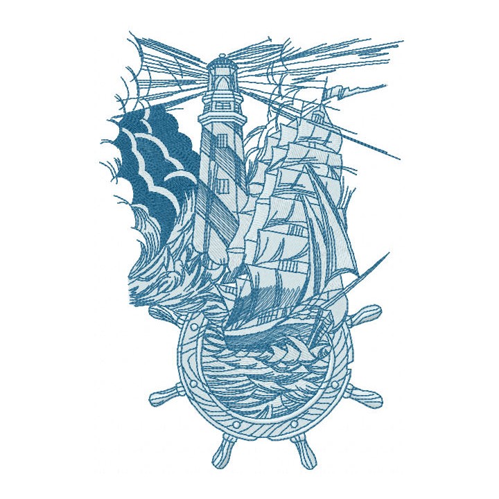 Marine collage embroidery design - Embroidery Design