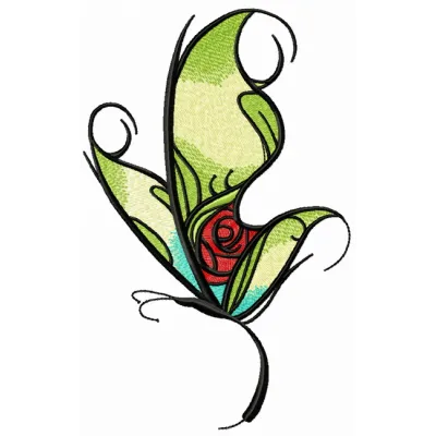 Preview of a rose pattern butterfly embroidery design, showcasing intricate details ideal for stitching on various fabrics.