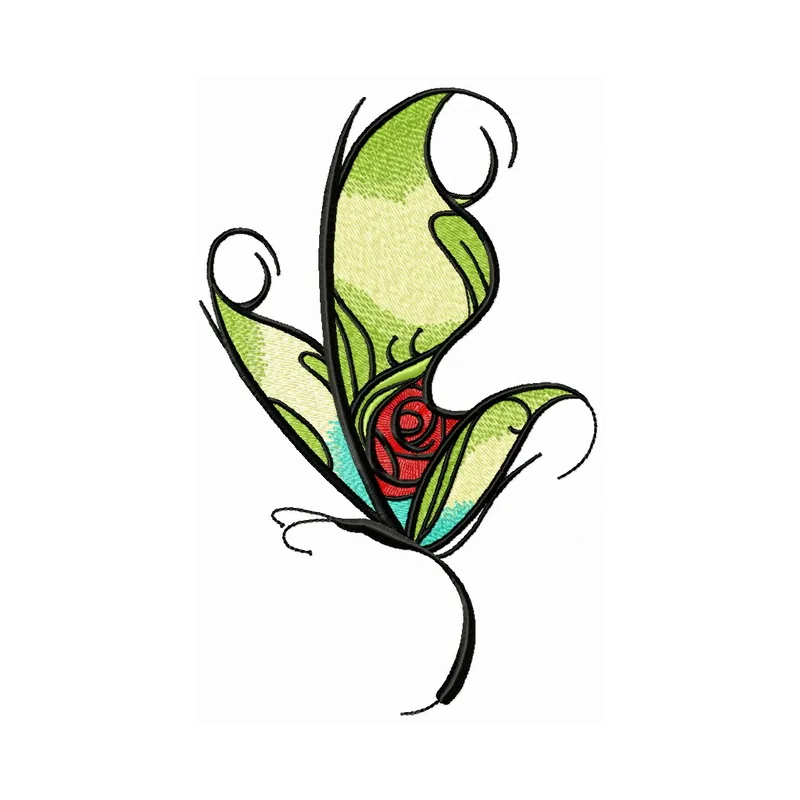 Preview of a rose pattern butterfly embroidery design, showcasing intricate details ideal for stitching on various fabrics.