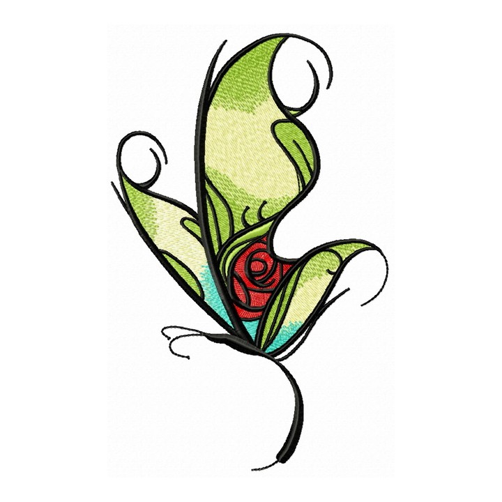 Rose pattern butterfly embroidery design - Embroidery Design