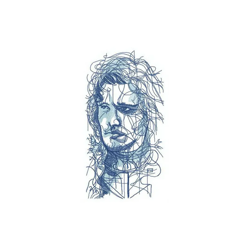 Jon Snow sketch embroidery design from Game of Thrones, showcasing intricate stitching patterns for creative projects.