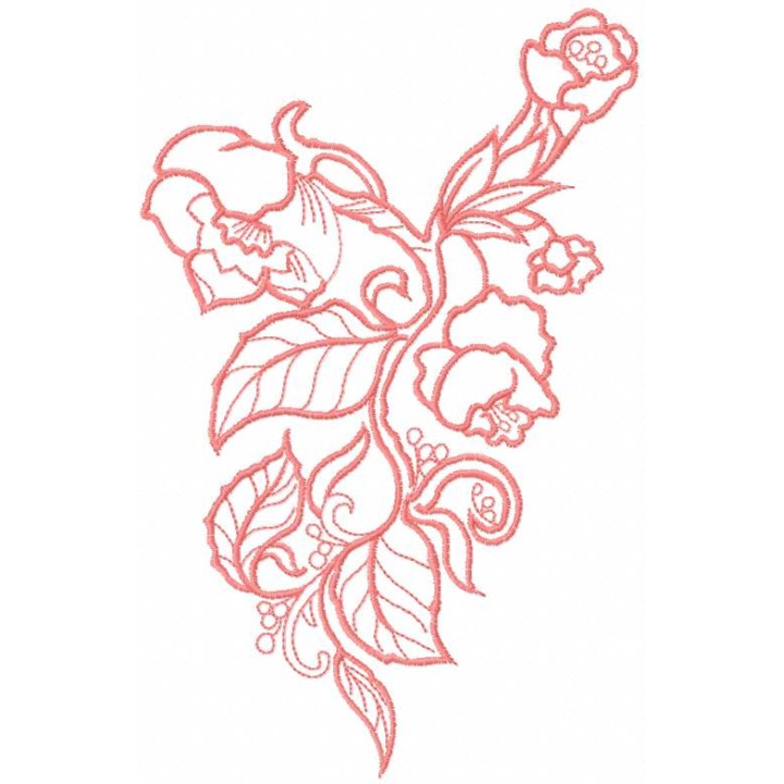 Pink flower 36 embroidery design - Embroidery Design