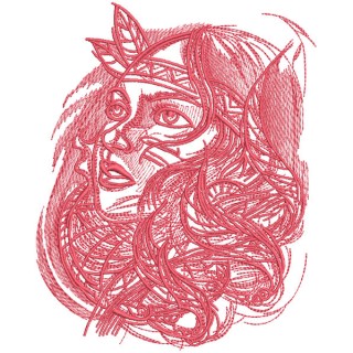 Young Indian woman embroidery design - Embroidery Design