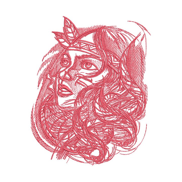 Young Indian woman embroidery design - Embroidery Design