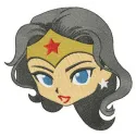 Wonder Woman's face embroidery design featuring her iconic tiara, perfect for superhero-themed projects.