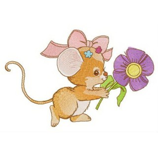 Mouse rushing to party embroidery design - Embroidery Design