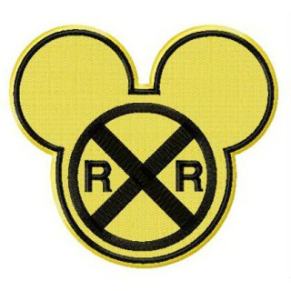 Mickey railroad crossing sign embroidery design - Embroidery Design