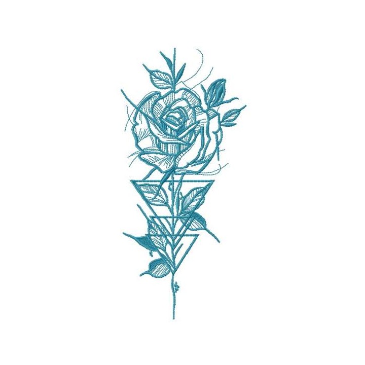 Prickly rose sketch embroidery design - Embroidery Design