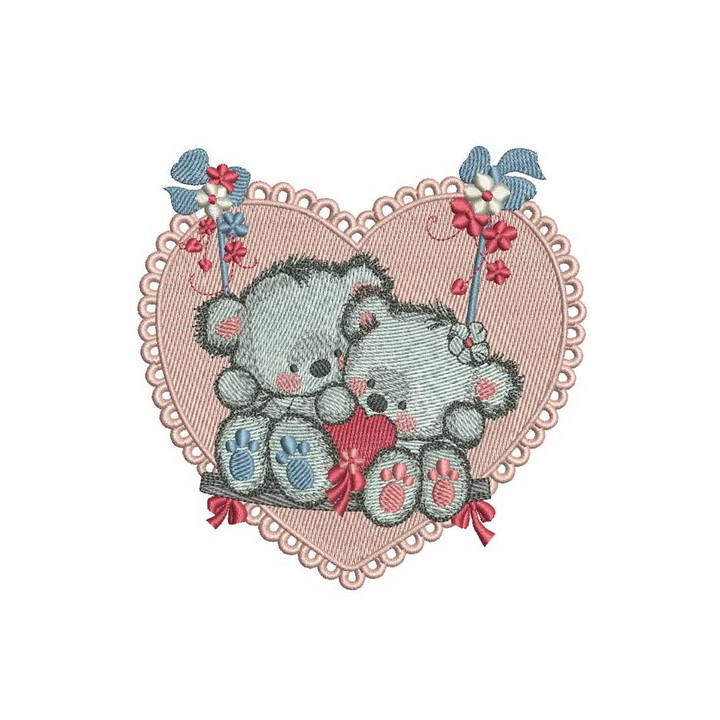 Bears on a teeter embroidery design - Embroidery Design