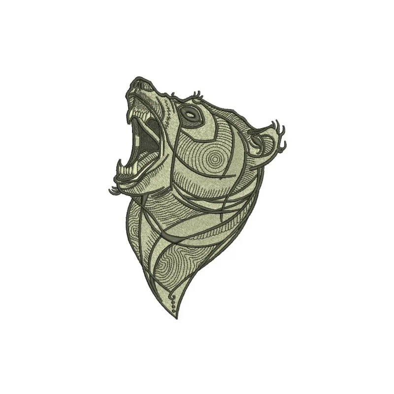 Bear roars embroidery design featuring a playful bear, ideal for woodland-themed projects and creative stitching.