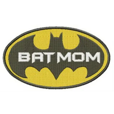 Preview of the BatMom embroidery design featuring a playful bat motif, ideal for t-shirts and hoodies.
