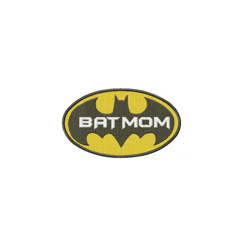 Preview of the BatMom embroidery design featuring a playful bat motif, ideal for t-shirts and hoodies.