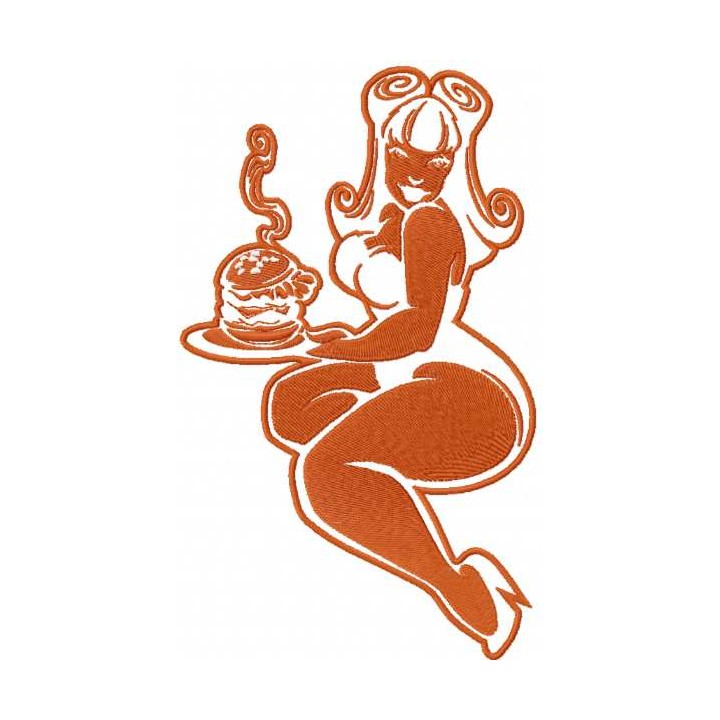 Burger girl embroidery design - Embroidery Design