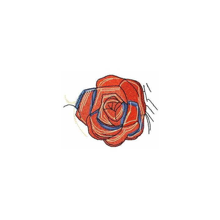 Vintage red rose embroidery design - Embroidery Design