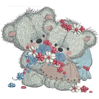 Teddy Bears wedding day embroidery design - Embroidery Design