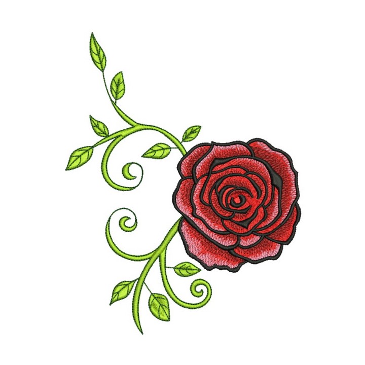 Red grand rose embroidery design - Embroidery Design