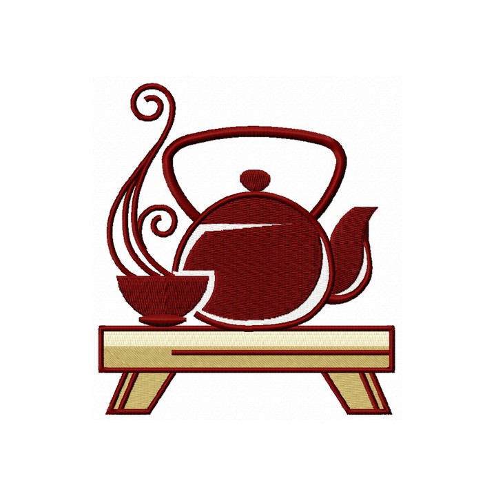Oriental tea time embroidery design - Embroidery Design