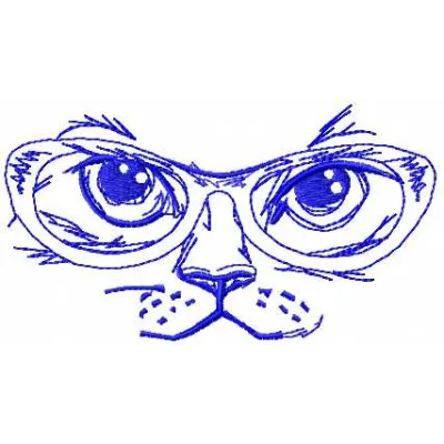 Cat glasses embroidery design showcasing a whimsical feline motif ideal for t-shirts and tote bags.