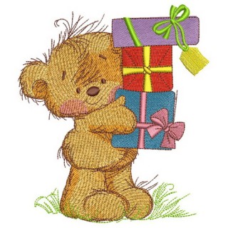 Happy birthday, teddy bear embroidery design - Embroidery Design
