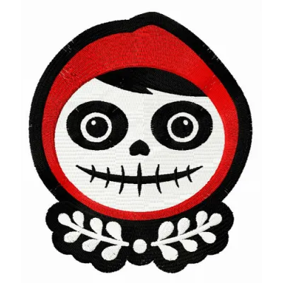 Miguel embroidery design inspired by Coco, showcasing a vibrant stitched motif ideal for various fabric projects.