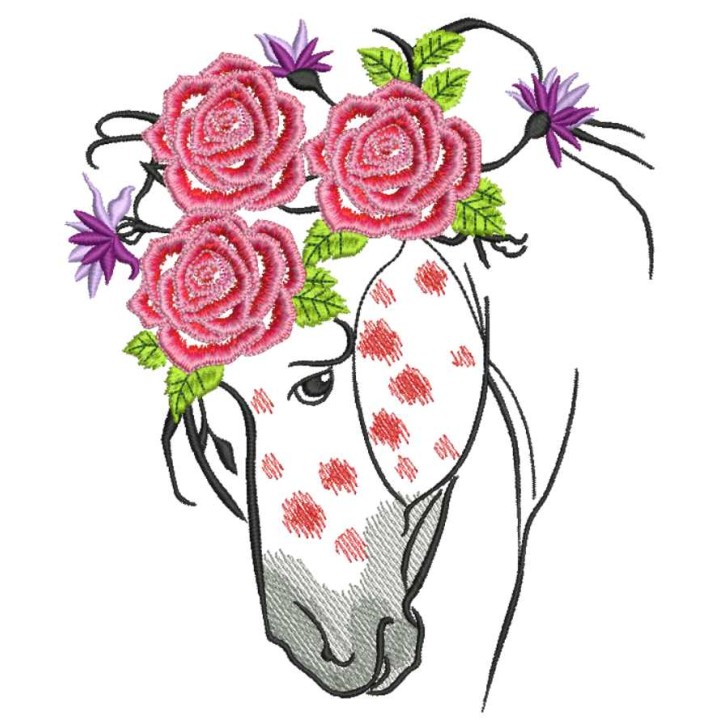Sad spotted horse embroidery design - Embroidery Design