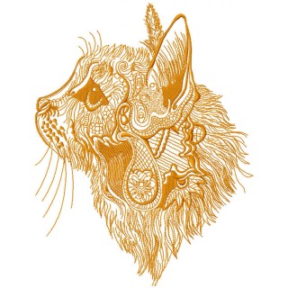 Fancy cat sketch embroidery design - Embroidery Design